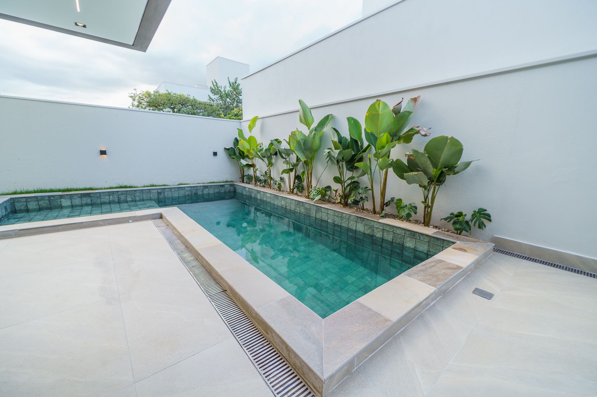 Piscina com jardim vertical